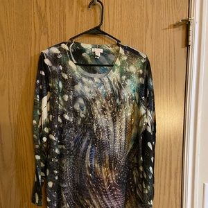 Chicos Womens sequin long sleeve top size 2